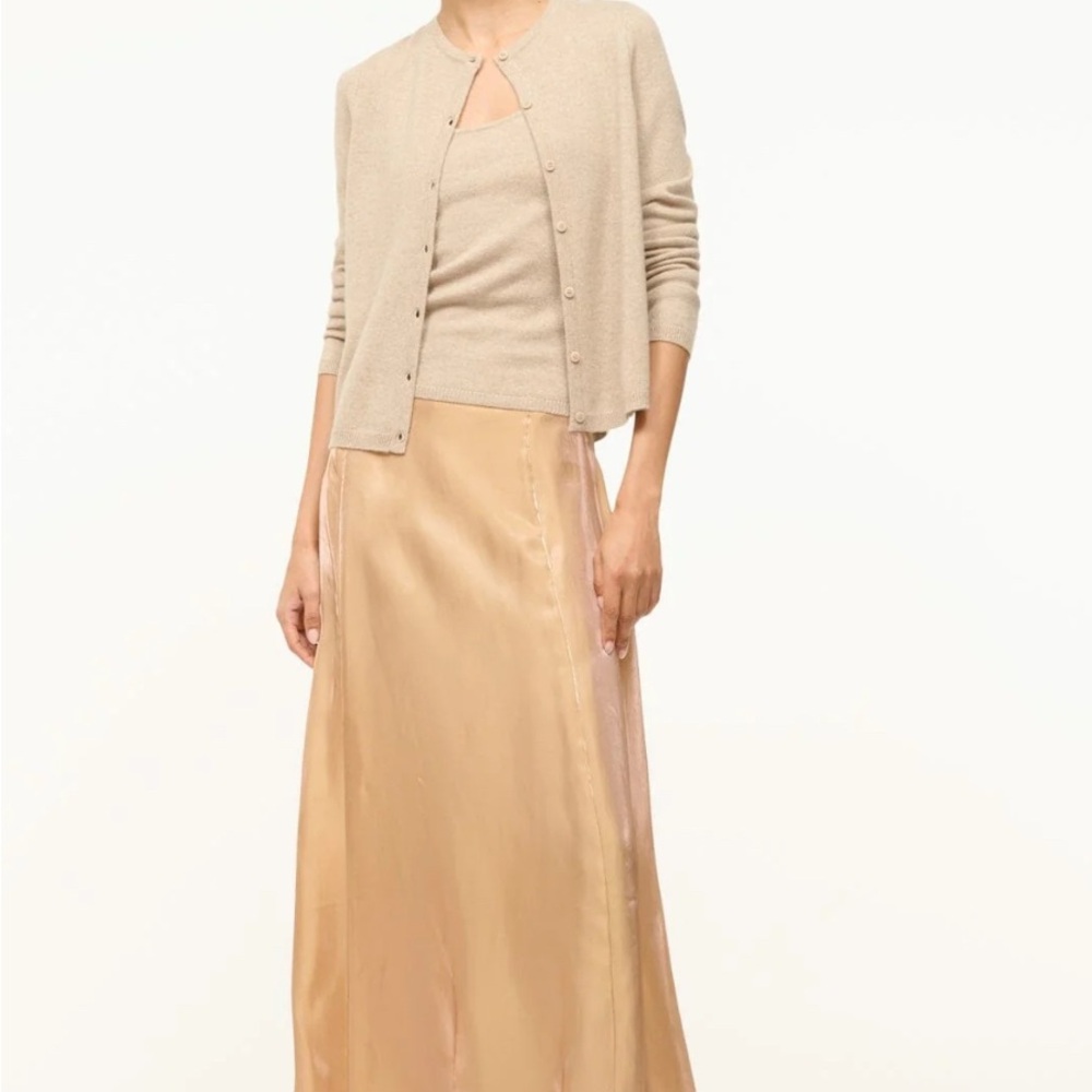 STAUD Shiny Gold Maxi Skirt